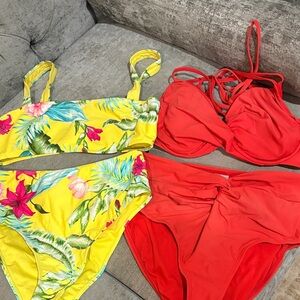 Yellow Tropical Bikini + Red Bikini Bundle
